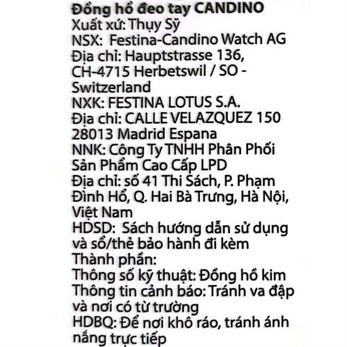 Đồng hồ CANDINO 1947- FOREVER CLASSIC 33 mm Nam C4334/K Màu Đen