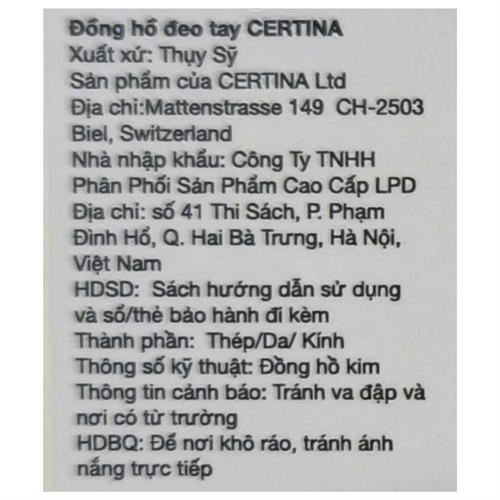 Đồng hồ CERTINA DS-8 Nữ C033.051.22.118.01 Màu Màu kết hợp