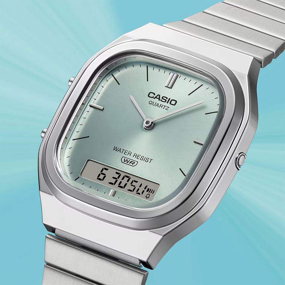 Đồng hồ Casio Vintage 35.8 mm Unisex AQ-240E-2ADF Màu Bạc