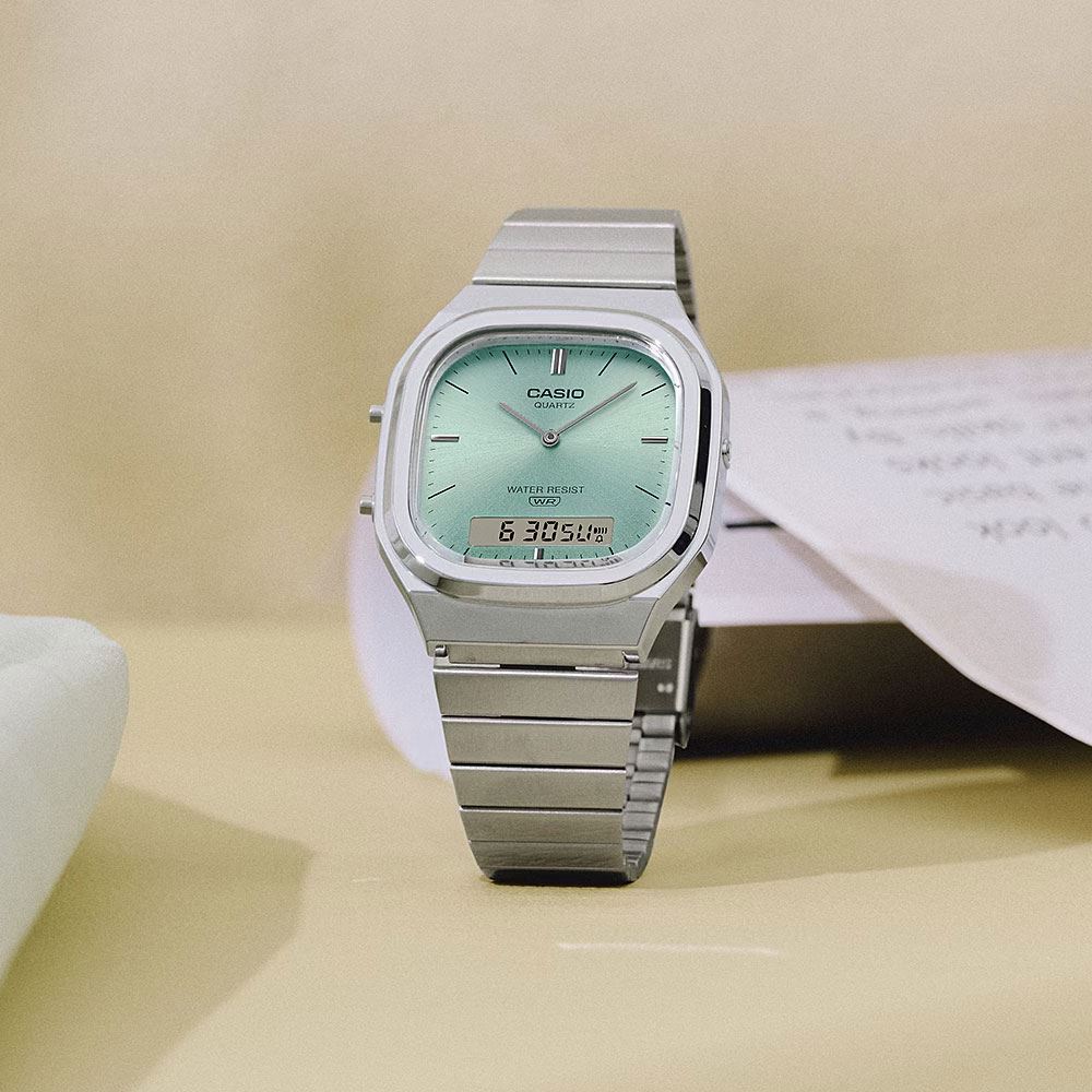 Đồng hồ Casio Vintage 35.8 mm Unisex AQ-240E-2ADF Màu Bạc