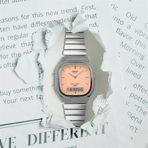 Đồng hồ Casio 35.8 mm Unisex AQ-240E-4ADF Màu Bạc