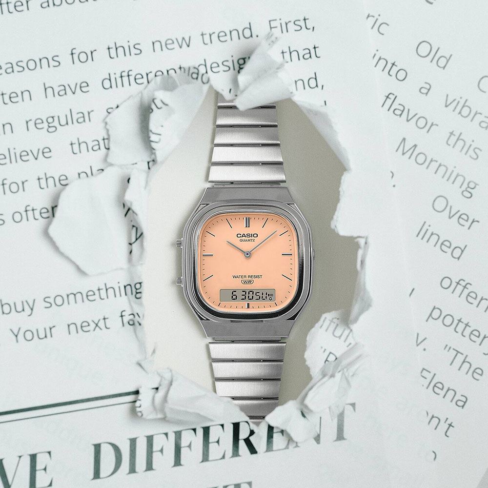 Đồng hồ Casio Vintage 35.8 mm Unisex AQ-240E-4ADF Màu Bạc