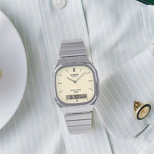 Đồng hồ Casio 35.8 mm Unisex AQ-240E-7A2DF Màu Bạc