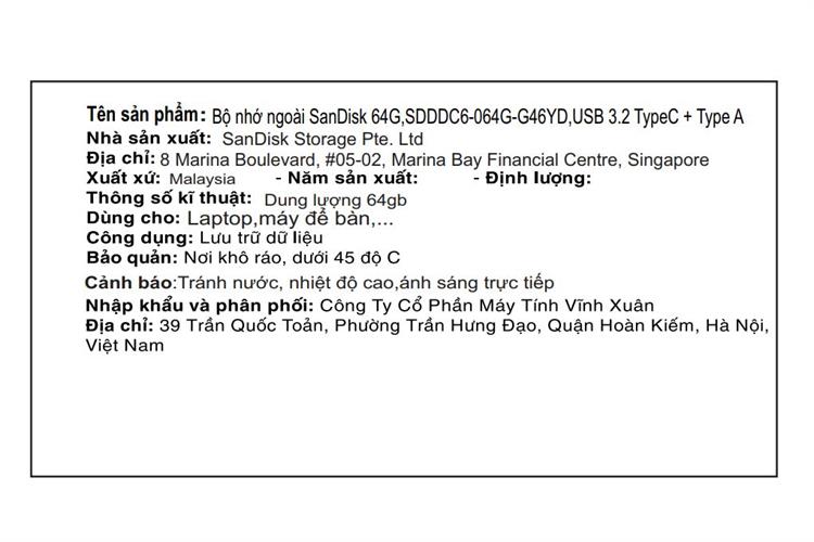 USB Phone Drive 3.2 64GB Sandisk SDDDC6 Màu Cam