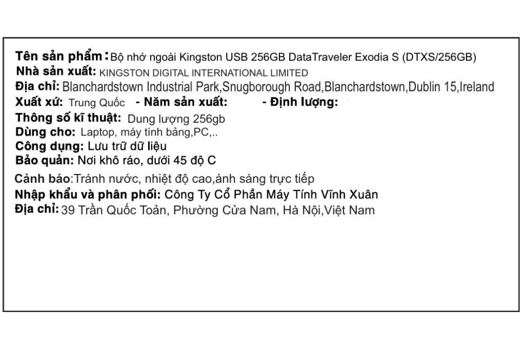 USB 3.2 256GB Kingston DataTraveler Exodia DTXS Màu Đen - Cam