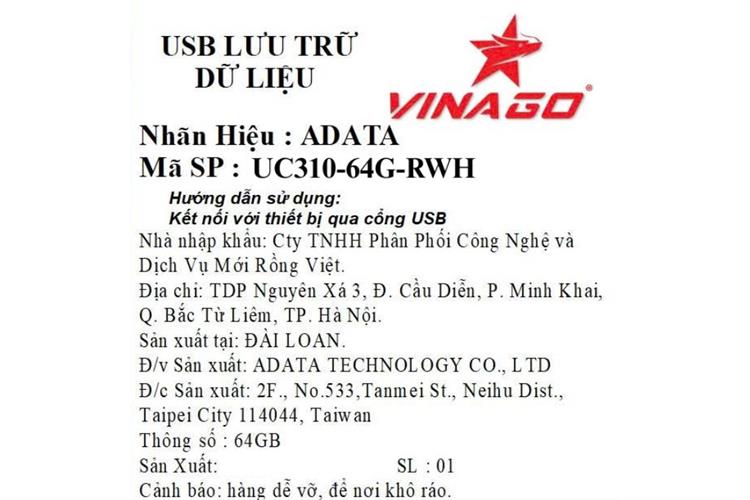 USB 3.2 64GB ADATA UC310 Màu Trắng
