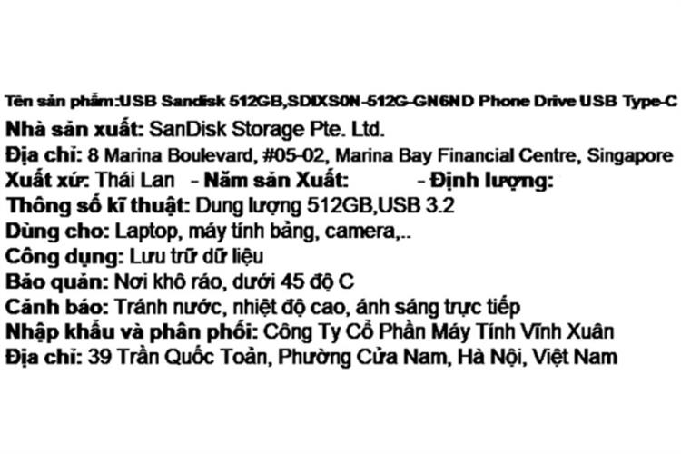 USB Phone Drive 3.2 512GB Type C Sandisk SDIXS0N Màu Xanh Dương