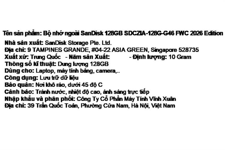 USB 3.2 128GB Sandisk SDCZIA FIFA World Cup 2026 Edition Màu Màu kết hợp