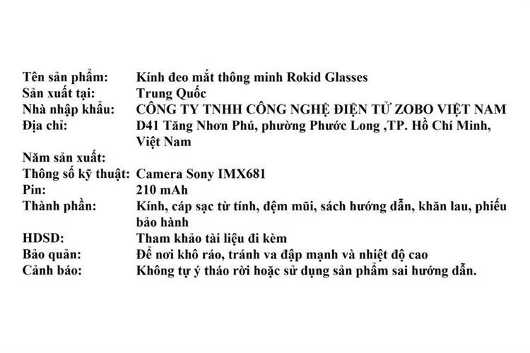 Mắt kính thông minh Rokid Glasses RV101 Màu Đen