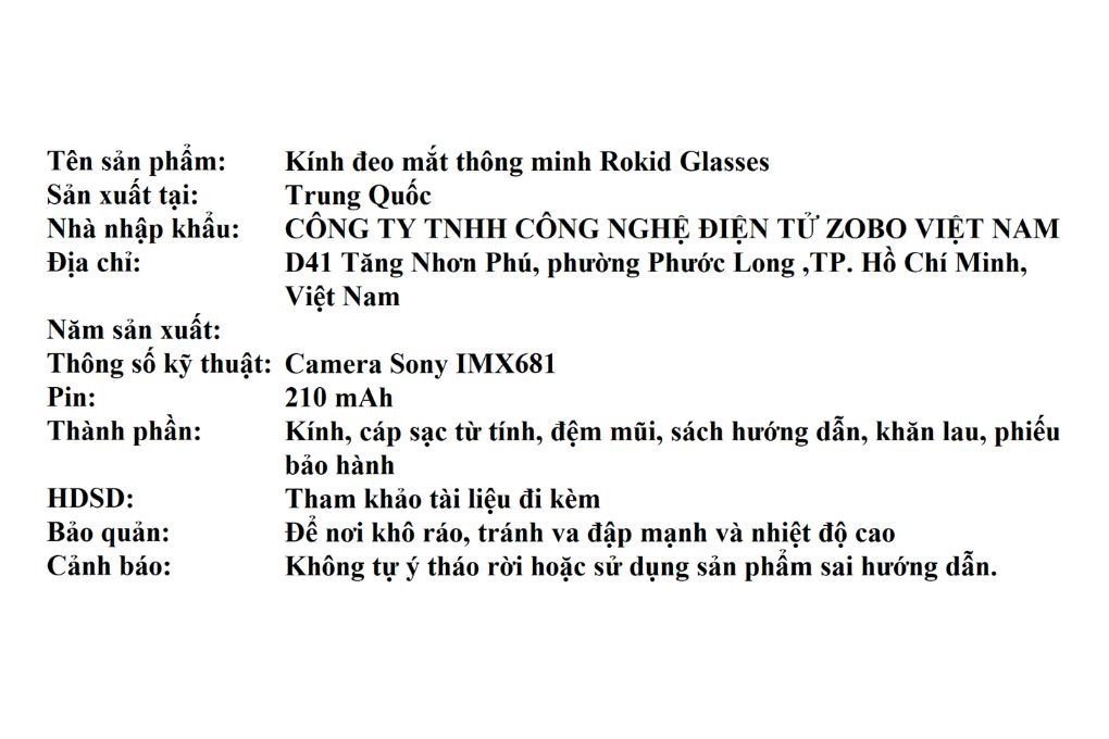 Mắt kính thông minh Rokid Glasses AI & AR RV101 Màu Đen