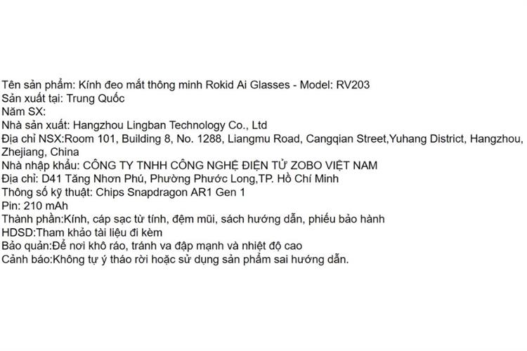 Mắt kính thông minh Rokid Glasses RV203 Màu Đen
