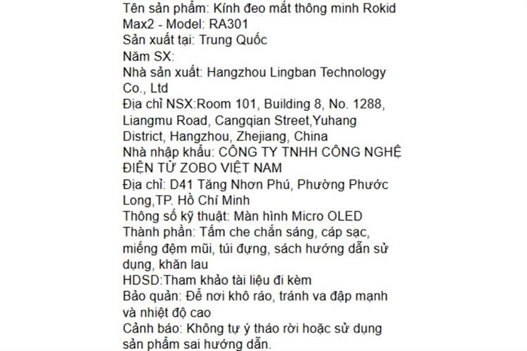 Mắt kính thông minh Rokid AR Max 2 RA301 Màu Đen