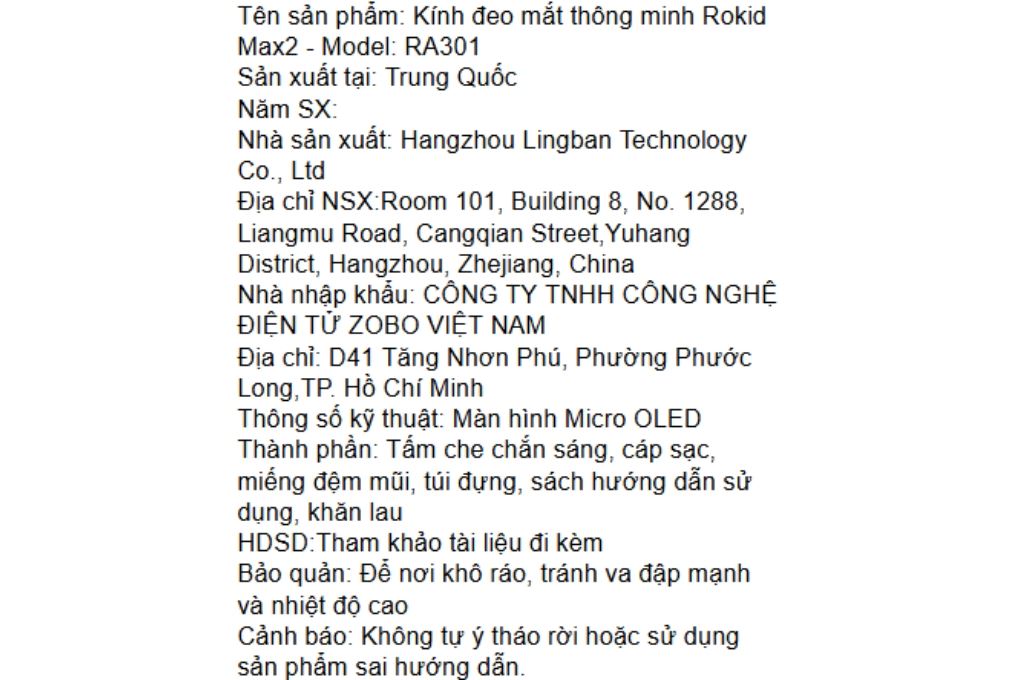Mắt kính thông minh Rokid Glasses AI & AR Max 2 RA301 Màu Đen