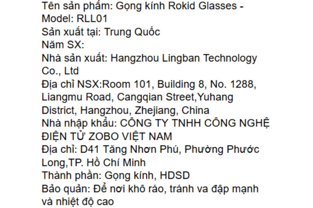 Gọng kính Rokid Glasses RV101 Màu Đen