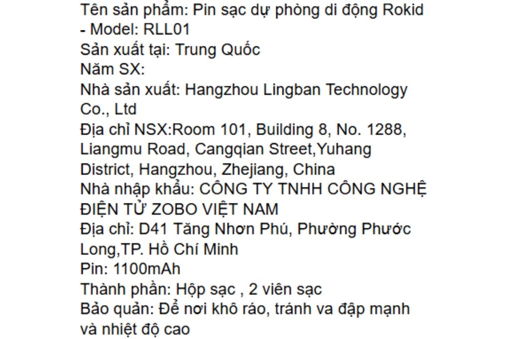 Hộp sạc dự phòng di động Rokid BT01 Màu Đen