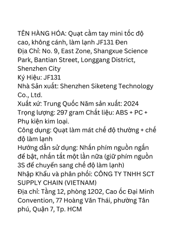 Quạt cầm tay mini JF131 Màu Đen