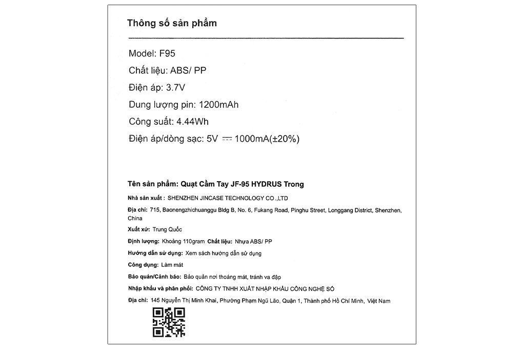Quạt cầm tay mini Hydrus JF-95 - 13