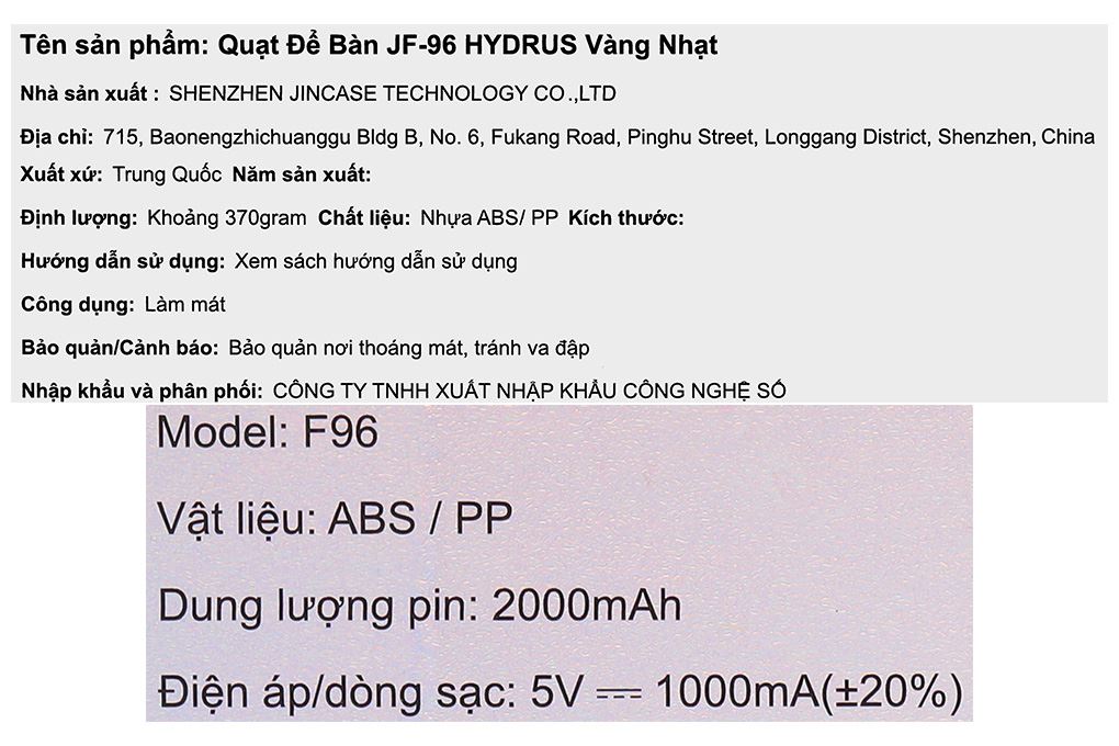 Quạt để bàn mini Hydrus JF-96 - 13