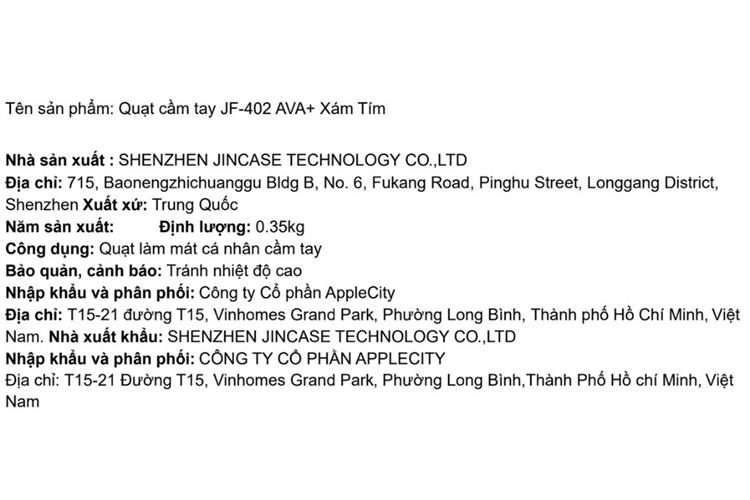 Quạt cầm tay AVA+ JF-402 Màu Tím