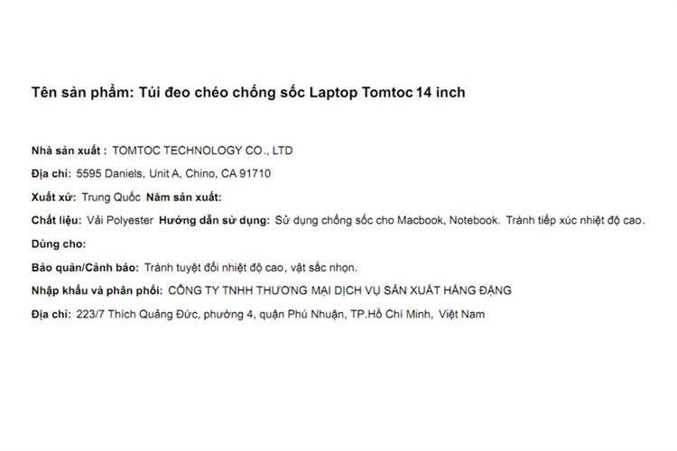 Túi xách chống sốc Laptop 14 inch Tomtoc A42D3B1 Màu Đen