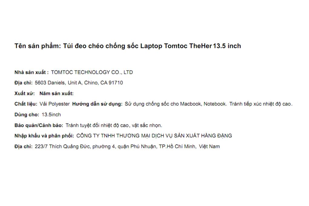 Túi đeo chéo chống sốc Laptop 13.5 inch Tomtoc TheHer A12 - 4