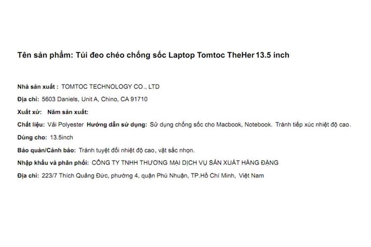Túi đeo chéo chống sốc Laptop 13.5 inch Tomtoc TheHer A12 Màu Vàng nhạt
