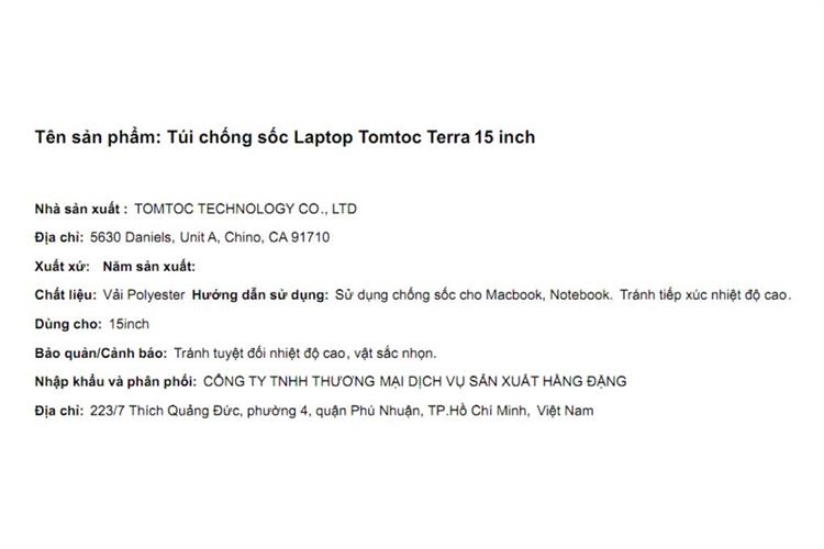 Túi chống sốc Laptop 15 inch Tomtoc Terra Màu Vàng nhạt