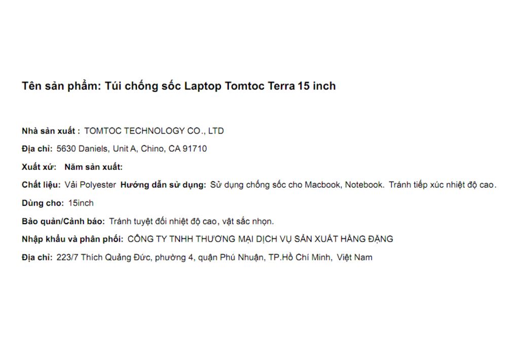 Túi chống sốc Laptop 15 inch Tomtoc Terra - 4
