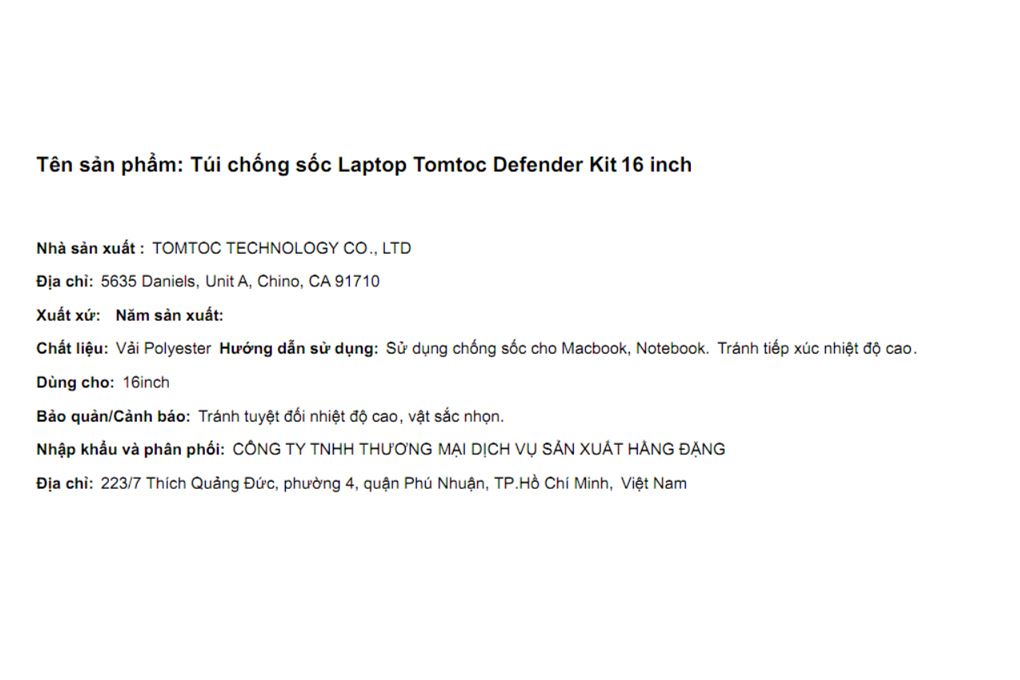Túi chống sốc Laptop 16 inch Tomtoc Defender Kit - 4