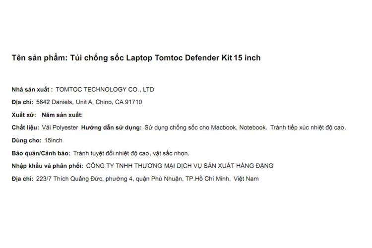 Túi chống sốc Laptop 15 inch Tomtoc Defender Kit Màu Xám