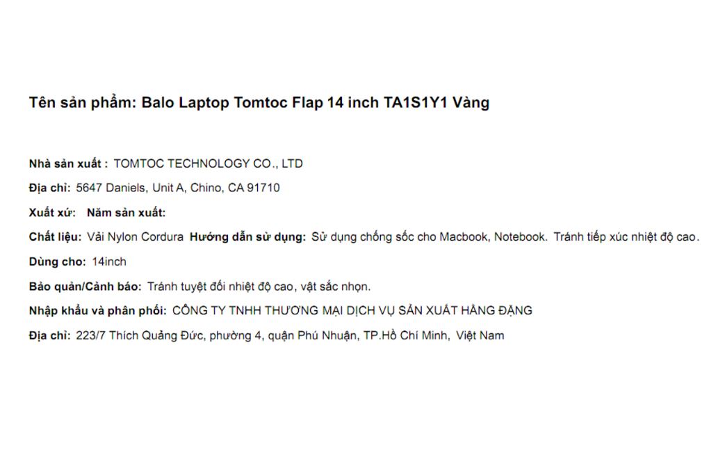 Balo Laptop 14 inch Tomtoc Flap TA1S1Y1 - 5