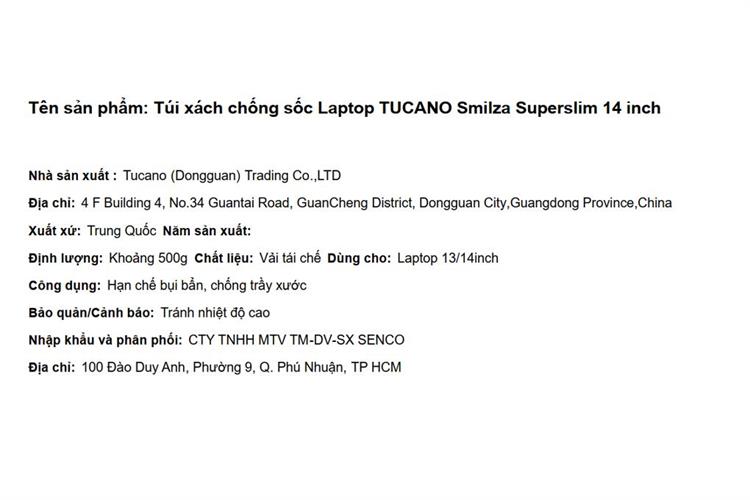 Túi xách chống sốc Laptop 14 inch Tucano Smilza Superslim Màu Xanh Dương