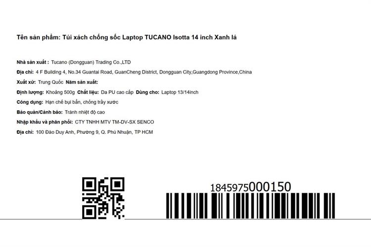 Túi xách chống sốc Laptop 14 inch Tucano Isotta Màu Xanh lá