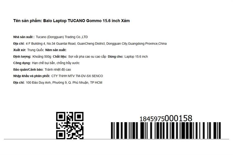 Balo Laptop 15.6 inch Tucano Gommo Màu Xám