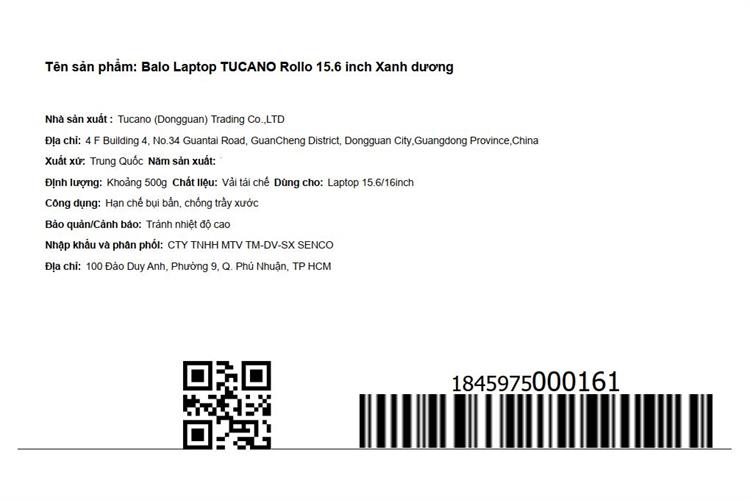 Balo Laptop 15.6 inch Tucano Rollo Màu Xanh Dương