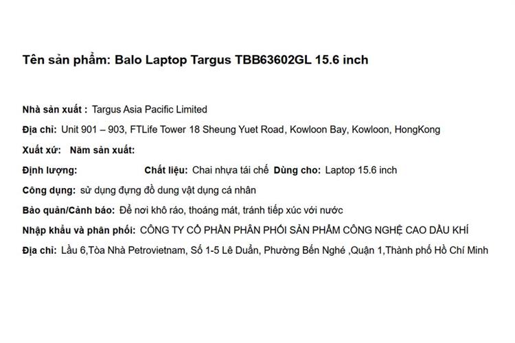 Balo Laptop 15.6 inch Targus TBB63602GL Màu Đỏ