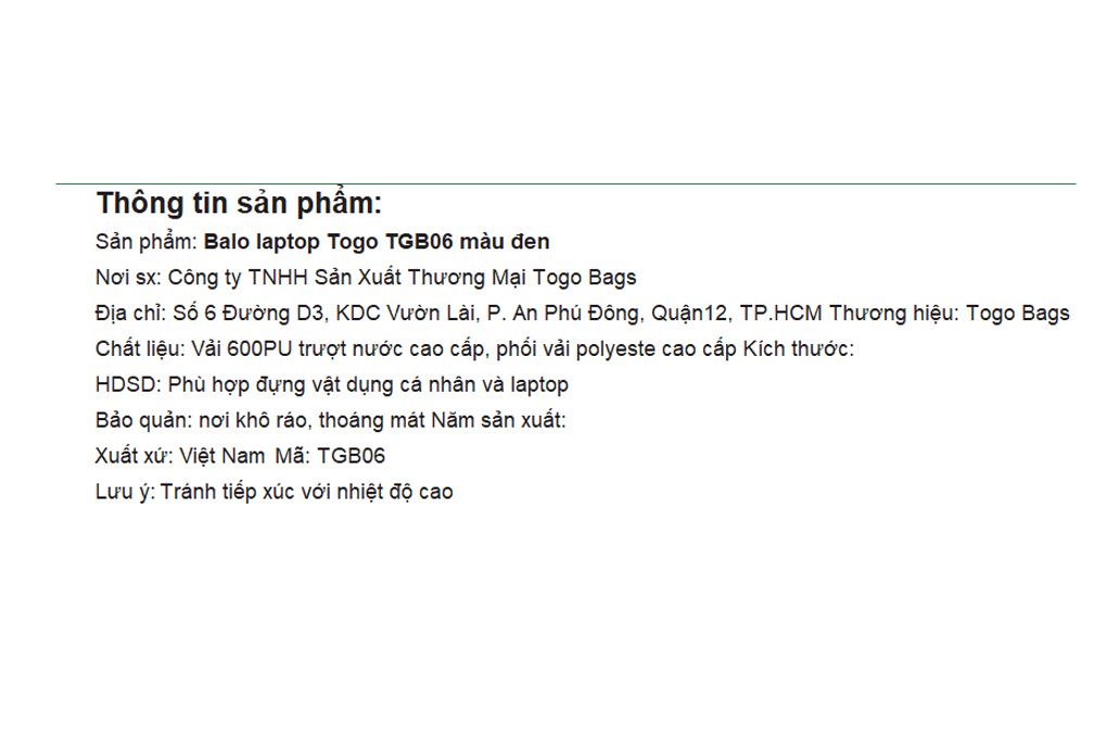 Balo Laptop 16 inch Togo TGB06 Màu Đen