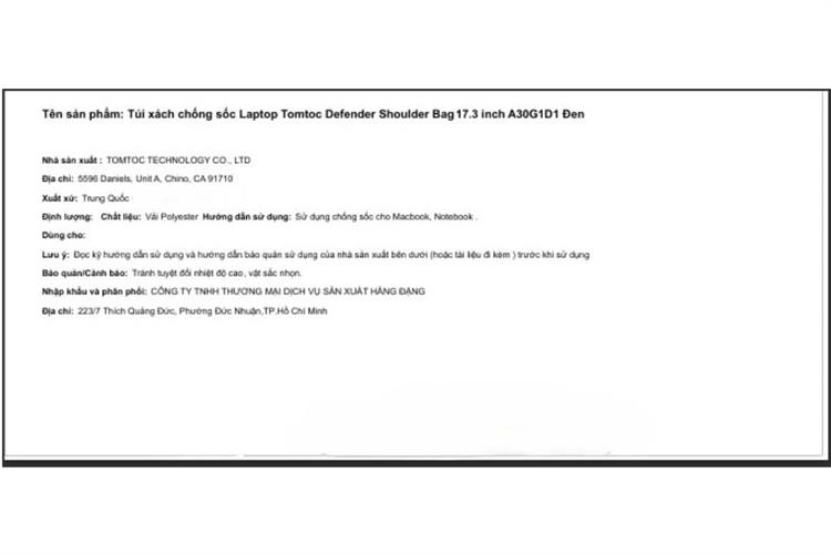 Túi xách chống sốc Laptop 17.3 inch Tomtoc Defender Shoulder Bag A30G1D1 Màu Đen