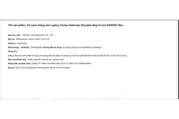 Túi xách chống sốc Laptop 14 inch Tomtoc Defender Shoulder Bag A30D2D1 Màu Đen