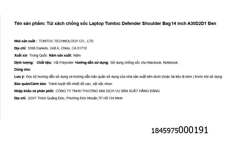 Túi xách chống sốc Laptop 14 inch Tomtoc Defender Shoulder Bag A30D2D1 - 10