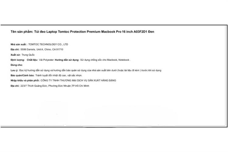 Túi đeo chéo chống sốc Laptop 16 inch Tomtoc Protection Premium A03 Màu Đen