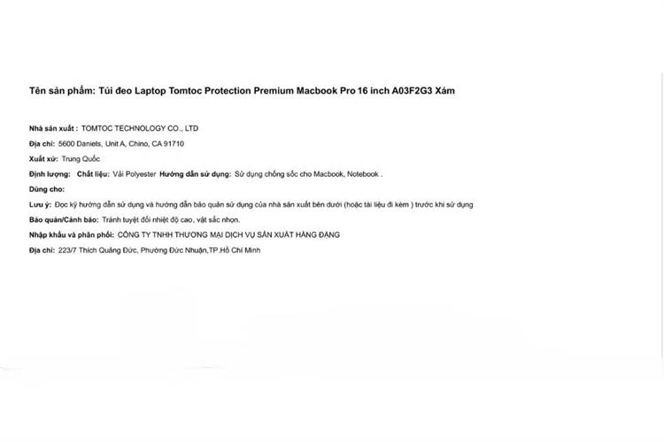 Túi đeo chéo chống sốc Laptop 16 inch Tomtoc Protection Premium A03 Màu Xám