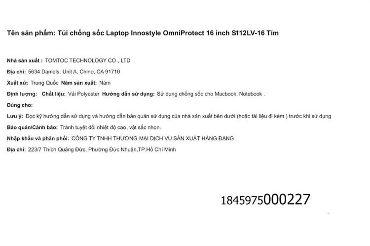 Túi chống sốc Laptop 16 inch Innostyle OmniProtect S112L Màu Tím