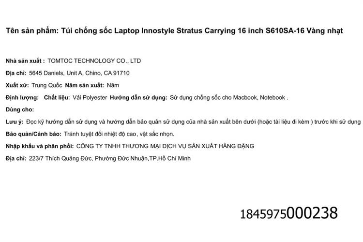 Túi xách chống sốc Laptop 16 inch Innostyle Stratus Carrying S610 Màu Vàng nhạt