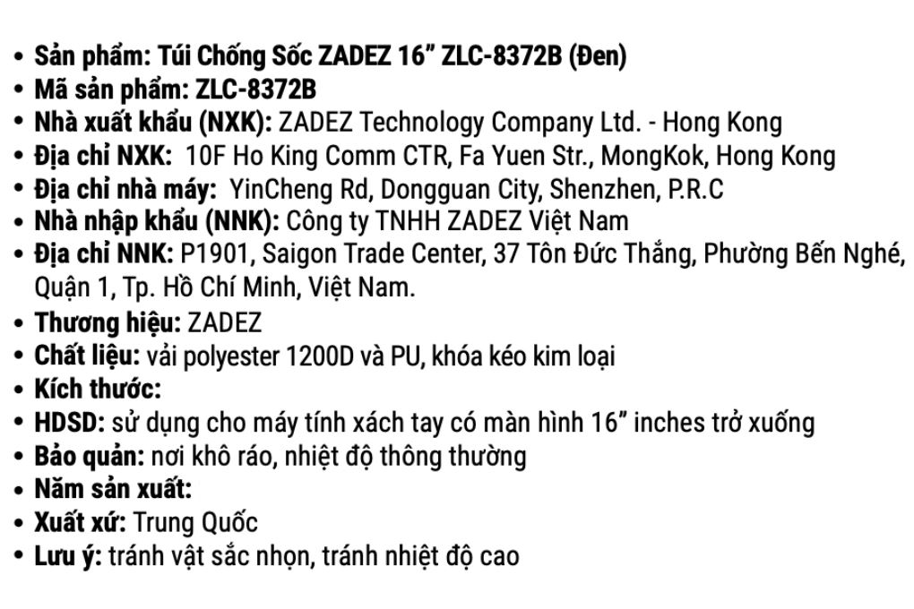 Túi chống sốc Laptop 16 inch Zadez ZLC-8372B - 11