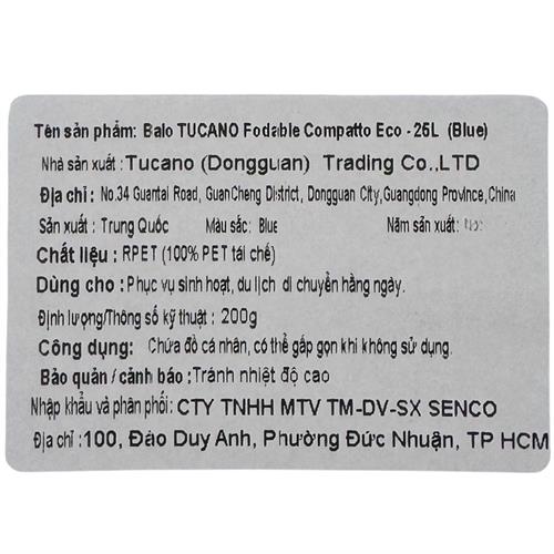 Balo Laptop 14 inch TUCANO Fodable Compatto Eco - Xanh dương Màu Xanh Dương