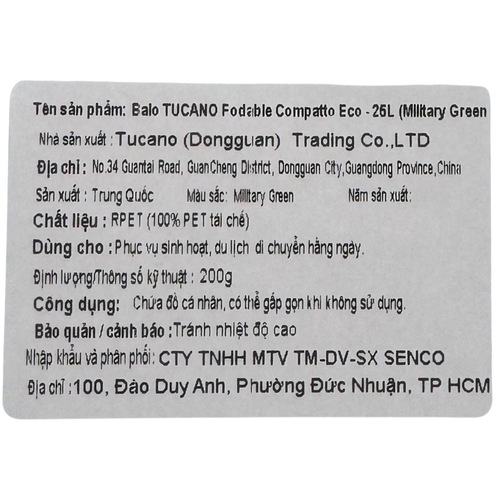Balo Laptop 14 inch TUCANO Fodable Compatto Eco - Xanh bộ đội - 6
