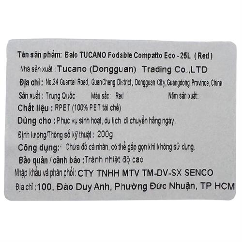 Balo Laptop 14 inhc TUCANO Fodable Compatto Eco - Đỏ Màu Đỏ