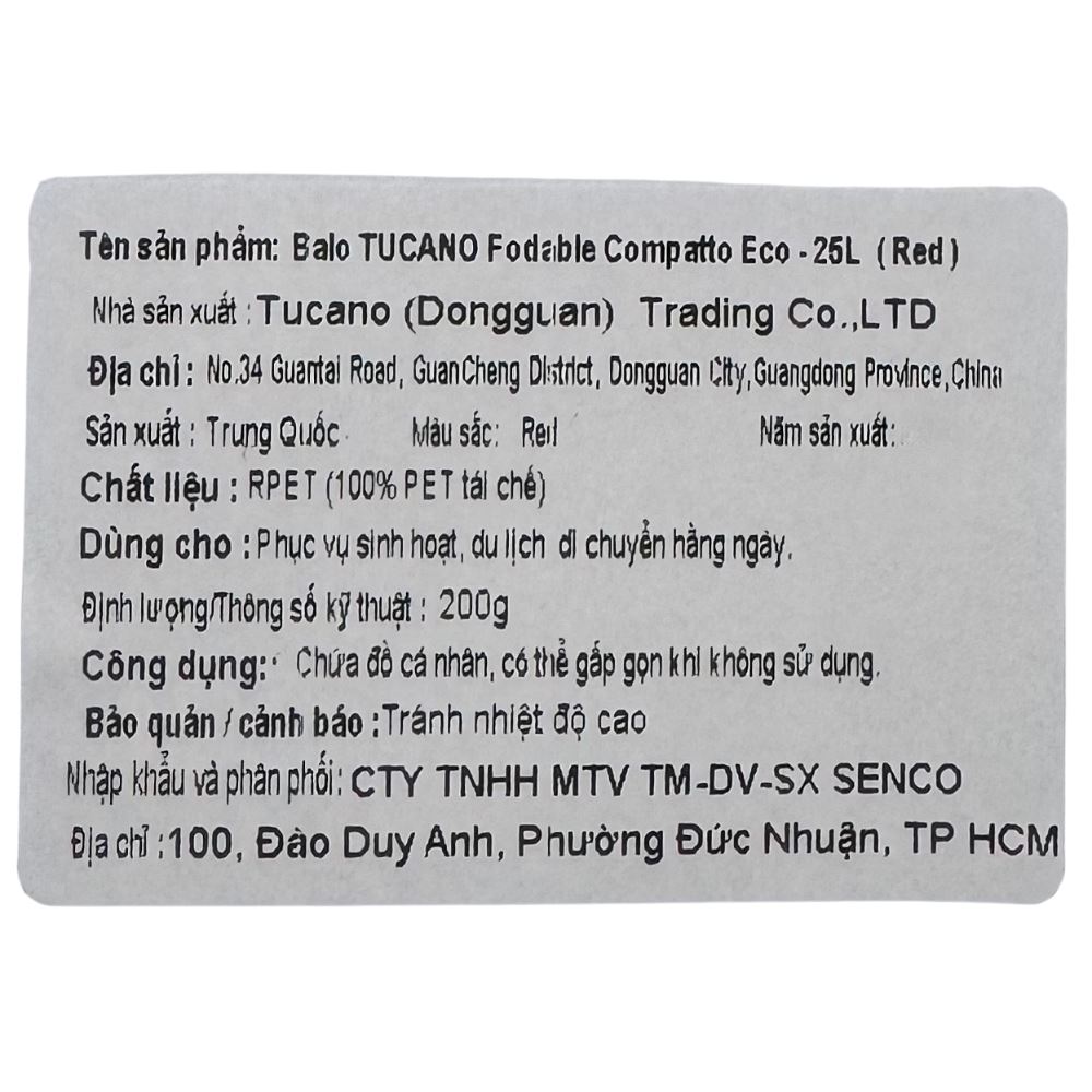 Balo Laptop 14 inhc TUCANO Fodable Compatto Eco - Đỏ - 6