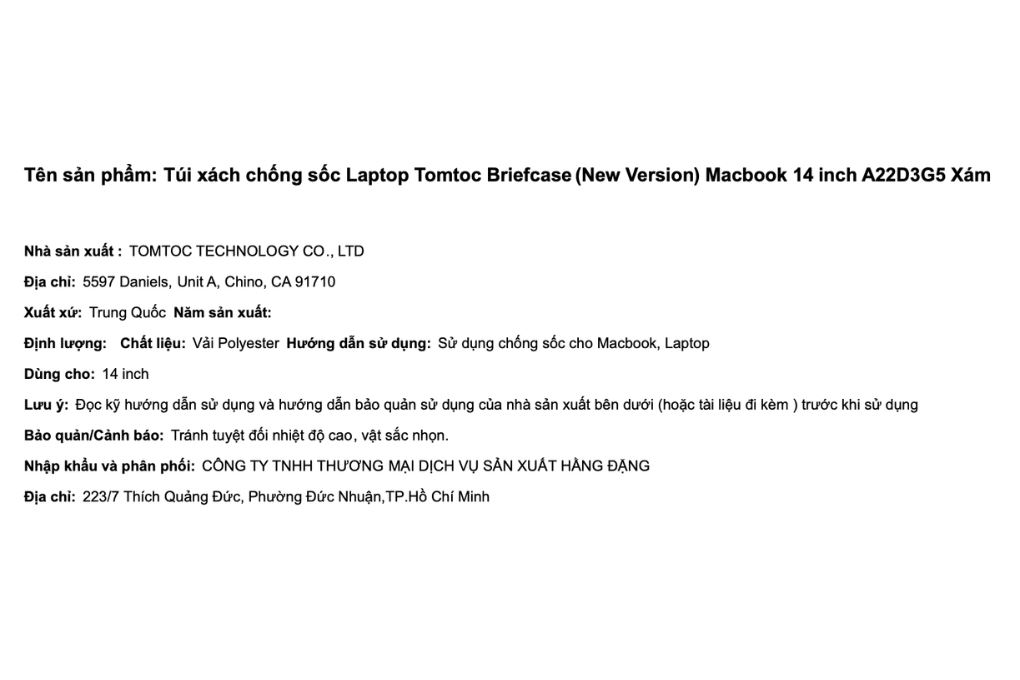 Túi xách chống sốc Macbook 14 inch Tomtoc Briefcase A22D3 - 5